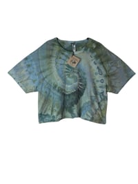 Image 2 of 2XL Crop Tee in Muted Forest Spiral Ice Dye