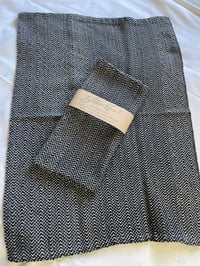 Image 1 of Kitchen Towels,  Handwoven, 100% Cotton   Black/Gray