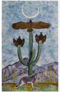 Image 2 of "Coyote, 3 Vultures, Saguaro, Dead Jackrabbit" by Zasha Welsh