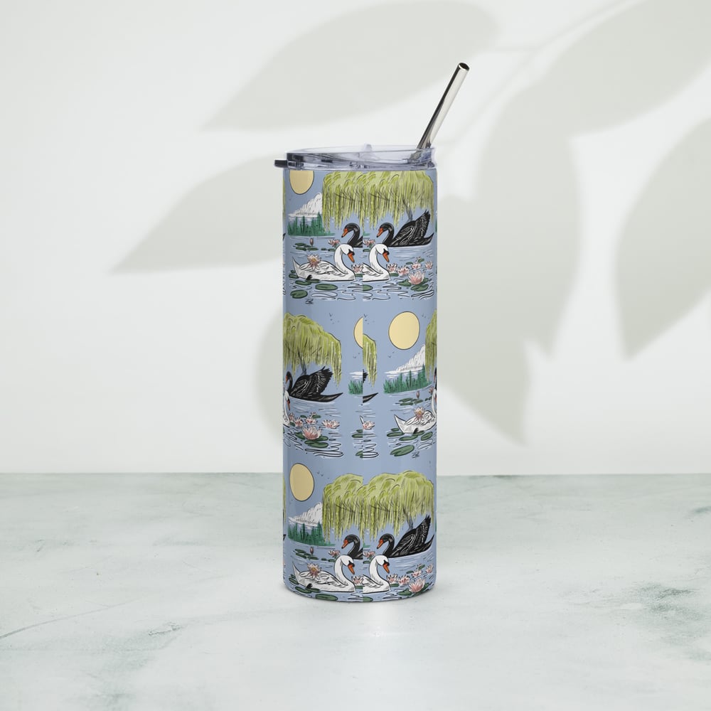 Swan Lake in color Stainless steel tumbler