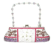 Image of Satin Love -Beaded embroidered satin clutch purse