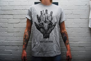 Image of Self Loathing Rabbit Skull Hand T-Shirt