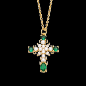 Image of EMERALD DAINTY CROSS NECKLACES 