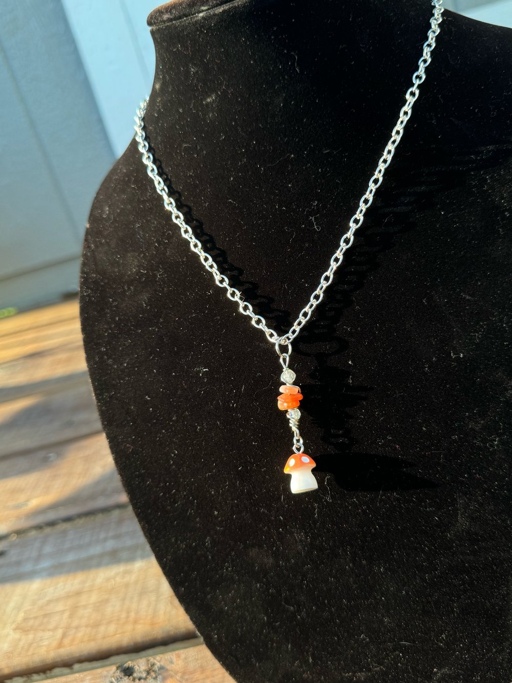 Image of "Confident n Funky" Mushroom Necklace w/ Carnelian