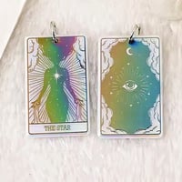 Image 2 of Rainbow Metallic 'The Star' Tarot Card Earrings