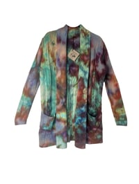 Image 2 of S Sweater Cardigan w/ Pockets in Moody Jewel Tone Snow Dye