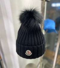 Image 2 of Monclėr Beanie with Rabbit Fur