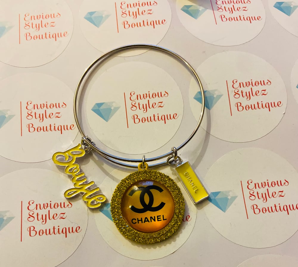 Image of Yellow chanel inspired bangle bracelet 