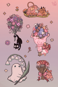 Springtime Flowers Stickersheet - Vinyl -  6 x 4 in 