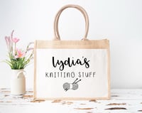 Image 1 of Crocheting / Knitting Stuff Personalised Jute Bag 