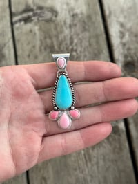 Image 1 of Pink Conch & Turq Pendant