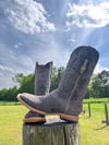 Mate Grey Python Wide Square Toe Boots 