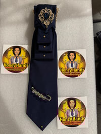 Custom Necktie Navy blue long w gold 