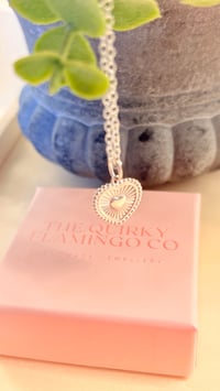 Image 1 of Sterling Silver Ray Ribbed Heart Necklace