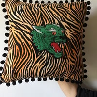 Image 4 of Green Tiger Pom Pom Cushion Cover