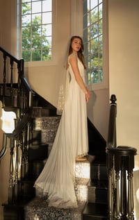 Image 1 of 1970s Draped Dress & Veil