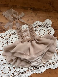 Image 1 of Taupe Chiffon Newborn Romper