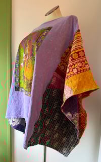 Image 3 of Upcycled “Pink Floyd/Art Deco” t-shirt kantha poncho
