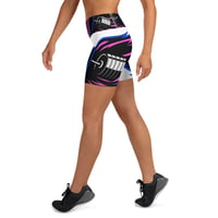 Image 4 of BOSSFITTED White Neon Pink and Blue Yoga Shorts