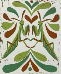 Image 1 of Bug Lino Print- praying mantis