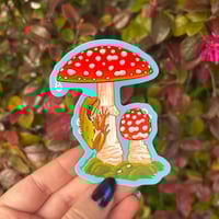 Image 1 of Fly Agaric & Pacific Tree Frog Sticker