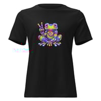 Image 2 of Women's Relaxed T-Shirt, Tie Dye Peace Frog Hippie Tee