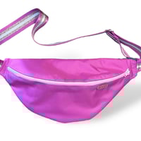 Image 1 of Medium pink waterproof bumbag with pale pink zip