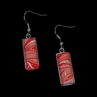 Image 1 of Red Agate Dreams-One-Of-A-Kind Acrylic Pour Earrings