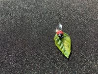 Image 3 of Green Leaf W/ Red Bug Eyed Ladybug pendant 