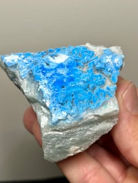 Image 12 of Rare Cyanotrichite On Green Fluorite Matrix Specimen | Guizhou China #2873