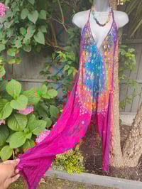 Image 4 of Mykonos tie dye jewelled jumpsuit - rainbow jewel