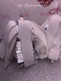Image 4 of White/Silver   Print  Tassel Earrings