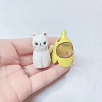 Image 3 of Banana white kitty ceramic figurine 