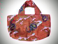 Image 1 of Japanese Dragon Red & Gold Sea Waves Small Handbag 