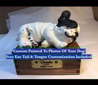 Image 1 of Custom Engraved French Bulldog Urn Handpainted To Your Photos