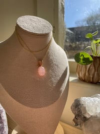 Image 1 of Gold Rose Quartz Oval Crystal Necklace