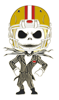 Image 1 of NightGame Before Xmas (Gold Metal Variant) Pin & Sticker (Glow in the dark)