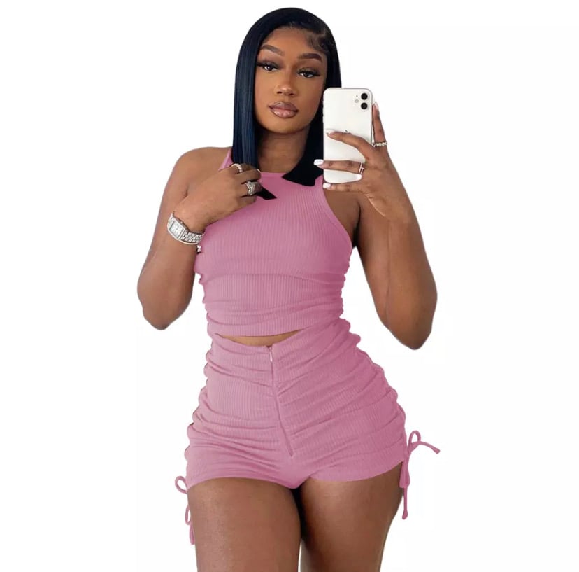 2 piece pink short set