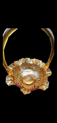 Image 4 of Vintage Colonial Fenton Basket Thumbprint in Amber
