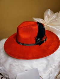 RED WIDE BRIM FEDORA