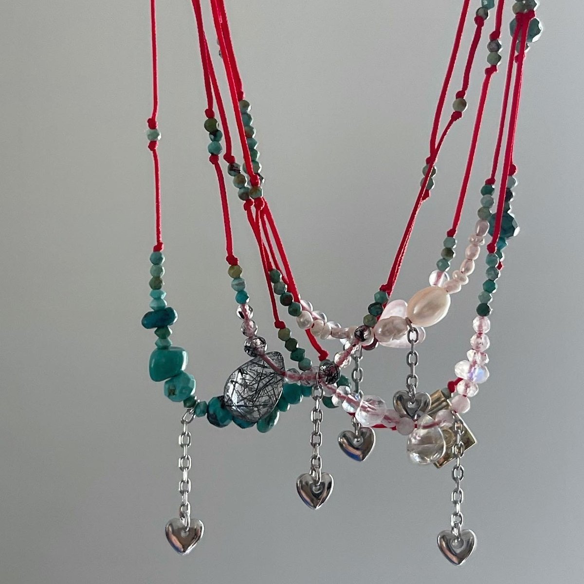 Image of heart and gemstone  necklace