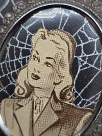 Image 3 of Vintage Brooches-  1940s engravings page & preserved spider webs - 8