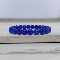 Royal Blue Chalcedony Jade Natural Stone Bracelet