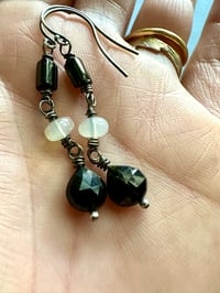 Image 3 of green tourmaline and opal earrings