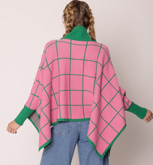 Image of Plaid Knit Poncho