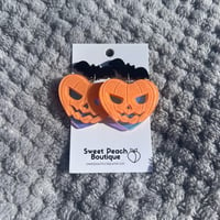 Image 1 of Heart Jack o’Lantern Studs