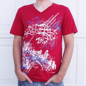 Image of Man's T-shirt Cyrillic Wear Urban Russian Shirt CCCP USSR Ukrainian Red