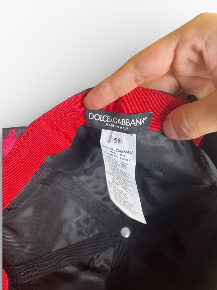 Image of Dolce & Gabbana Red Leopard Baseball Hat