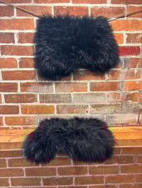 Image 2 of Sheepskin BLACK Wool Leather Shearling Pieces in Rectangle Natural Shapes