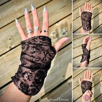 Image 1 of Custom Glam Goth Silk Gloves